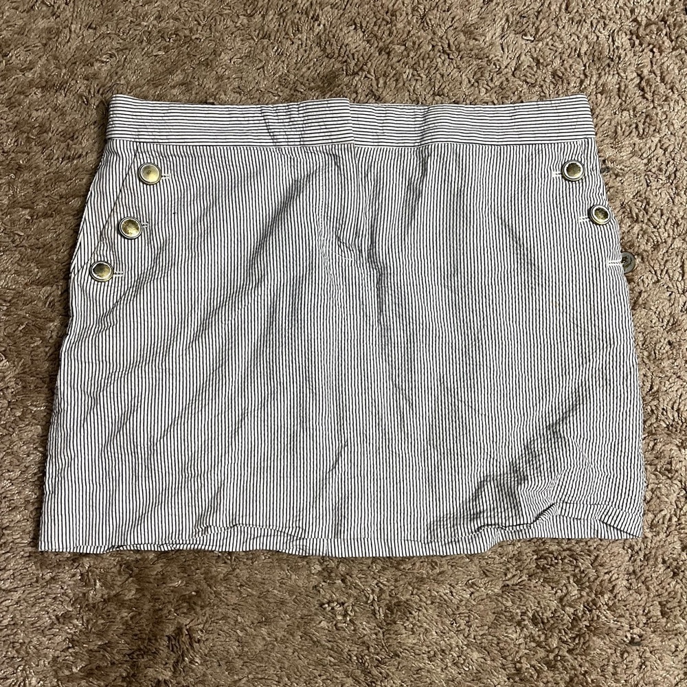 J Crew blue and white striped mini skirt size 10